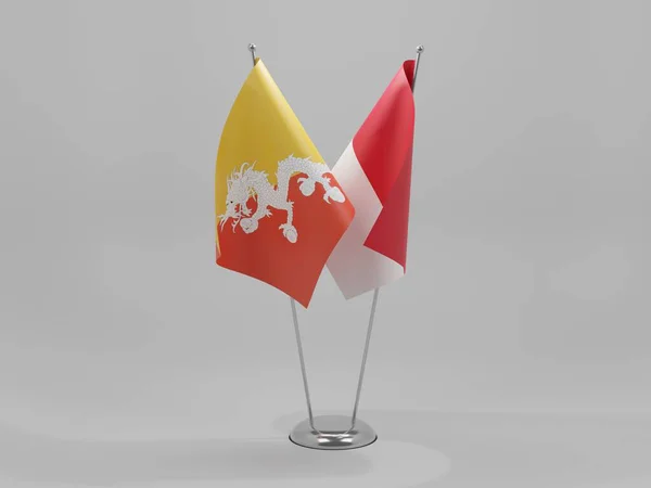 Monaco Bhutan Cooperation Flags White Background Render — стокове фото