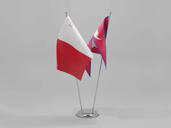 Nepal Maltese Samenwerking Vlaggen Witte Achtergrond Render — Stockfoto