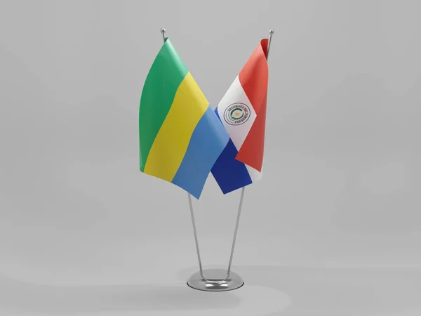 Paraguay Gabon Samenwerkingsvlaggen Witte Achtergrond Render — Stockfoto