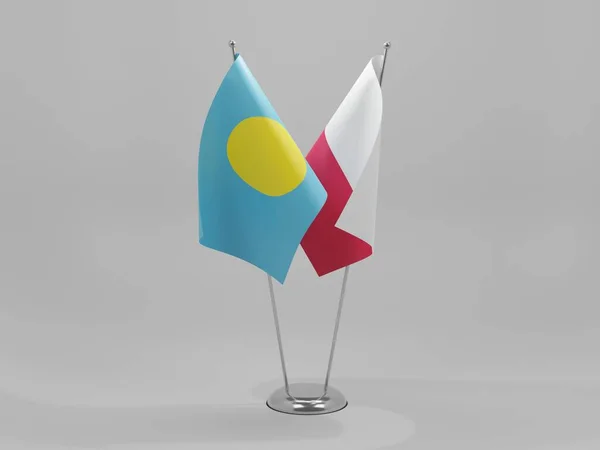 Pologne Drapeaux Coopération Palaos Fond Blanc Render — Photo