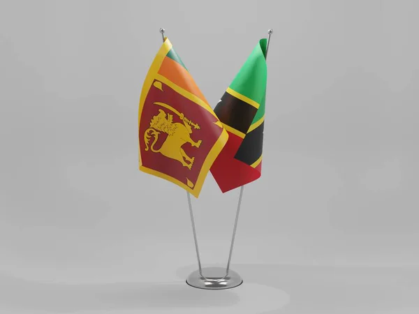 Kitts Und Nevis Flaggen Der Zusammenarbeit Sri Lanka Weißer Hintergrund — Stockfoto
