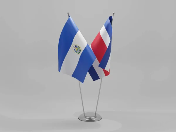 Costa Rica Salvador Samenwerking Vlaggen Witte Achtergrond Render — Stockfoto