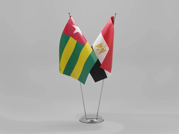 Αίγυπτος Τόγκο Συνεργασία Σημαίες Λευκό Φόντο Render — Φωτογραφία Αρχείου