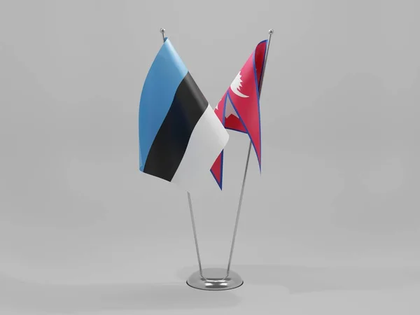Nepal Estónia Bandeiras Cooperação Fundo Branco Render — Fotografia de Stock