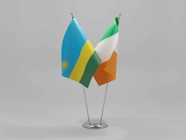 Irland Ruanda Kooperationsflaggen Weißer Hintergrund Render — Stockfoto