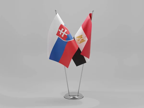 Ägypten Slowakei Kooperationsfahnen Weißer Hintergrund Render — Stockfoto