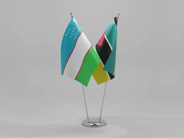 Moçambique Bandeiras Cooperação Usbequistão Fundo Branco Render — Fotografia de Stock