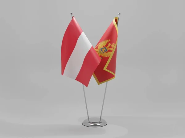 Montenegro Österreich Kooperationsfahnen Weißer Hintergrund Render — Stockfoto