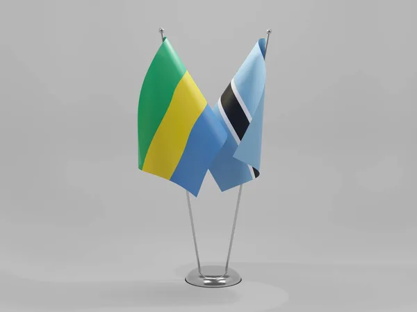 Botswana Gabón Banderas Cooperación Fondo Blanco Render — Foto de Stock