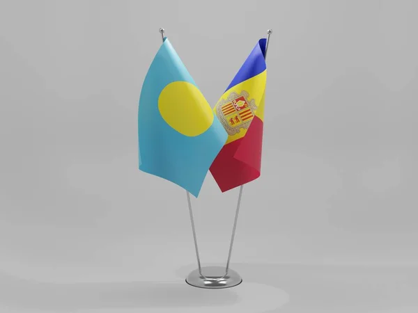 Andorra Palau Şbirliği Bayrakları Beyaz Arkaplan Render — Stok fotoğraf