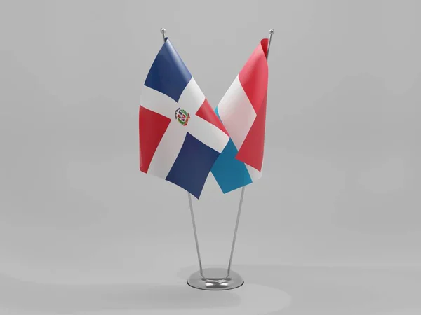 ルクセンブルク ドミニカ共和国協力旗 白背景 3Dレンダリング — ストック写真