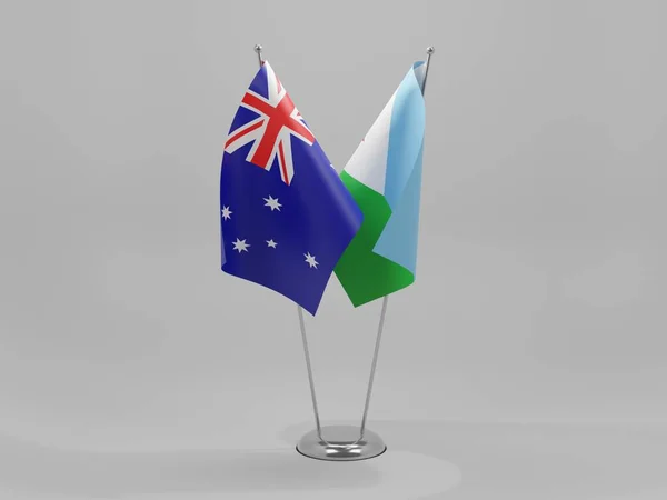 Djibouti Australië Samenwerking Vlaggen Witte Achtergrond Render — Stockfoto