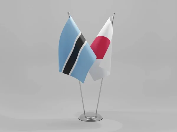Japão Bandeiras Cooperação Botswana Fundo Branco Render — Fotografia de Stock