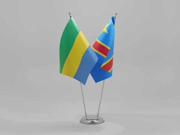 République Démocratique Congo Drapeaux Coopération Gabon Fond Blanc Render — Photo