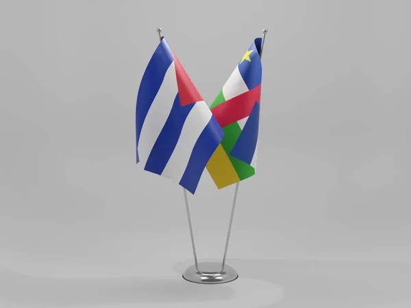 Repubblica Centrafricana Cuba Bandiere Cooperazione Sfondo Bianco Render — Foto Stock