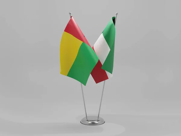 Kuwait Guinea Bissau Banderas Cooperación Fondo Blanco Render —  Fotos de Stock