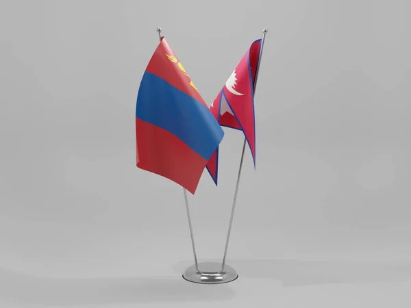 Nepal Bandeiras Cooperação Mongólia Fundo Branco Render — Fotografia de Stock
