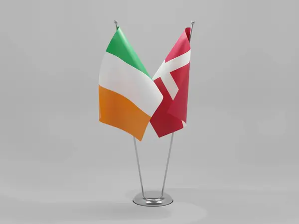 Danmark Irland Flaggor För Samarbete Vit Bakgrund Render — Stockfoto
