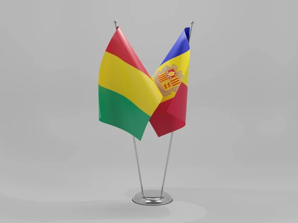 Andorra Guinea Cooperation Flags White Background Render — 스톡 사진