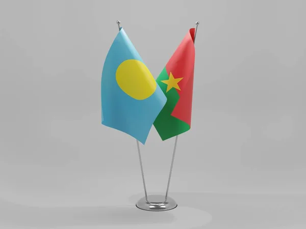 Burkina Faso Bandeiras Cooperação Palau Fundo Branco Render — Fotografia de Stock