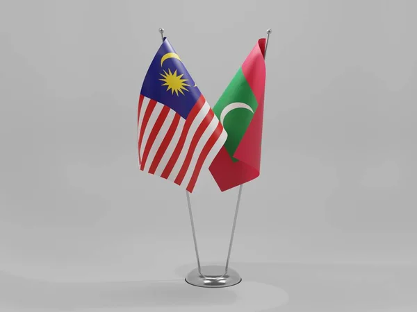 Maldives Malaysia Cooperation Flags White Background Render — Stock Photo, Image