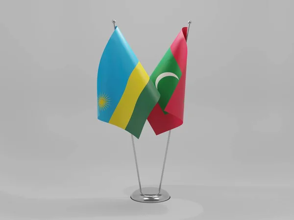 Maldives Drapeaux Coopération Rwanda Fond Blanc Render — Photo