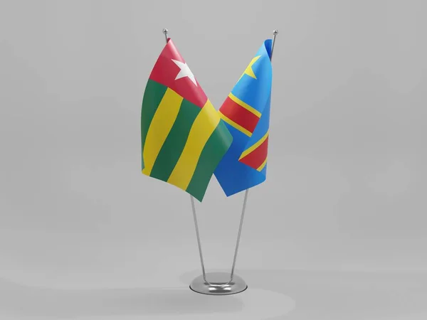 Kongo Demokratik Cumhuriyeti Togo Şbirliği Bayrakları Beyaz Arkaplan Render — Stok fotoğraf