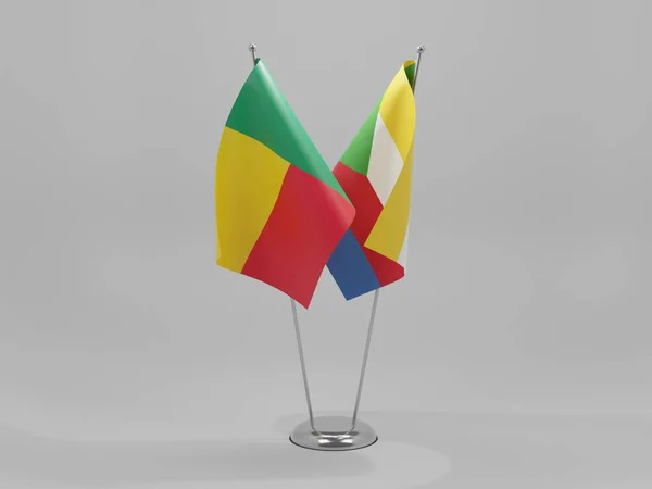 Comoros Benin Cooperation Flags White Background Render — Stock Photo, Image