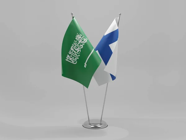 Finlandia Banderas Cooperación Arabia Saudita Fondo Blanco Render — Foto de Stock