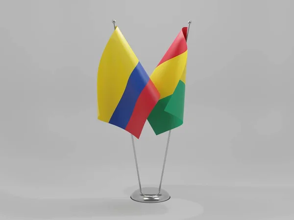 Guinea Colombia Cooperation Flags White Background Render — 스톡 사진