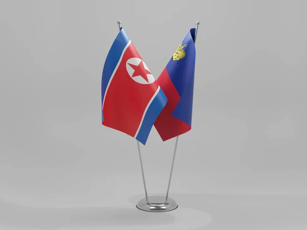 Liechtenstein Nordkoreanische Flaggen Weißer Hintergrund Render — Stockfoto