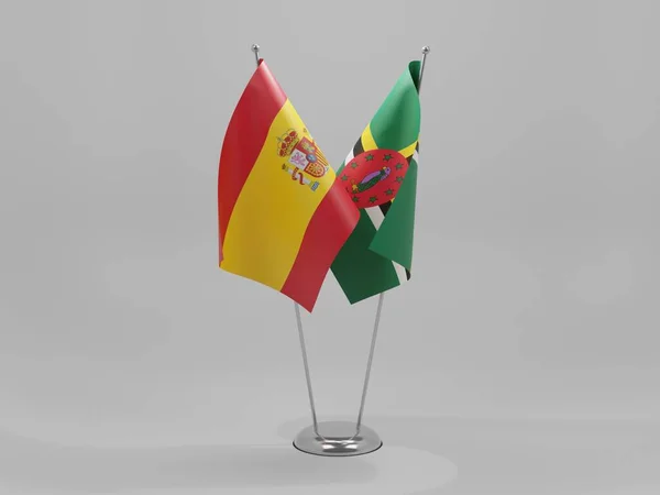 Dominica Spain Cooperation Flags White Background Render — 스톡 사진