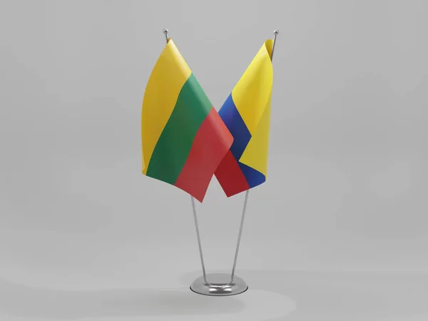 Colombia Litauen Samarbeider Med Flagg Hvit Bakgrunn Render – stockfoto