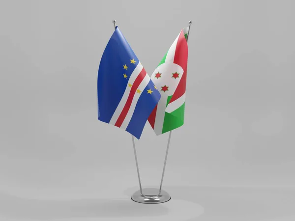Burundi Banderas Cooperación Cabo Verde Fondo Blanco Render — Foto de Stock