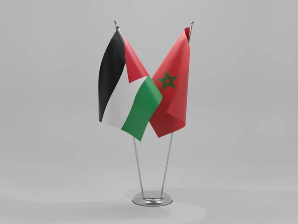Marokko Jordaanse Samenwerking Vlaggen Witte Achtergrond Render — Stockfoto