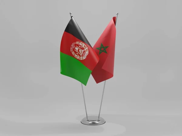 Flagi Współpracy Maroko Afganistan Białe Tło Render — Zdjęcie stockowe