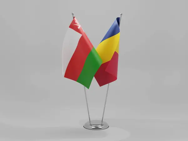 Tchad Drapeaux Coopération Oman Fond Blanc Render — Photo