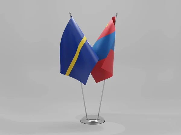 Mongolia Nauru Cooperation Flags White Background Render — стокове фото