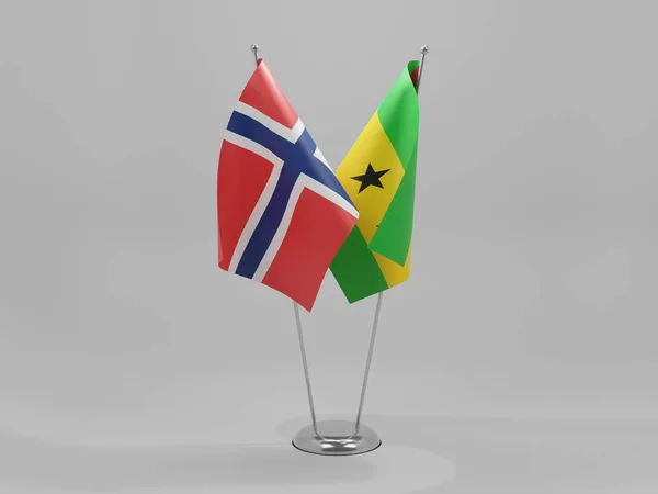 Sao Tome Principe Norway Cooperation Flags White Background Render — Stock Photo, Image