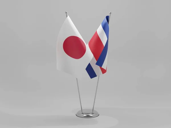 Costa Rica Banderas Cooperación Japón Fondo Blanco Render —  Fotos de Stock