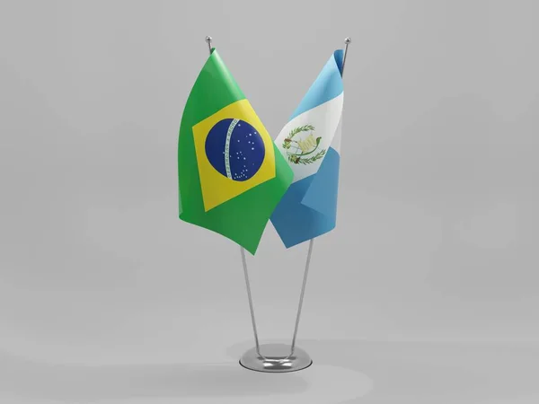 Guatemala Brasilien Flaggor För Samarbete Vit Bakgrund Render — Stockfoto