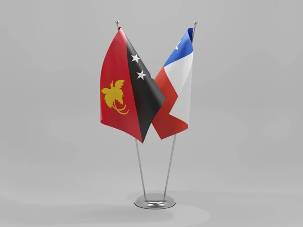 Chile Papua Nueva Guinea Banderas Cooperación Fondo Blanco Render —  Fotos de Stock