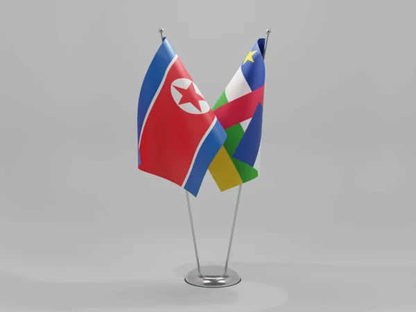 República Centro Africana Bandeiras Cooperação Coreia Norte Fundo Branco Render — Fotografia de Stock