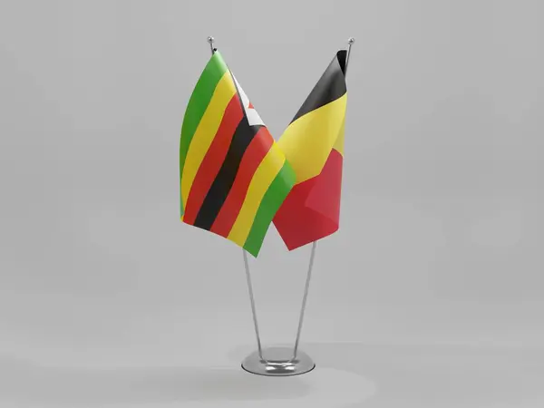 Belgium Zimbabwe Cooperation Flags White Background Render — Stock Photo, Image