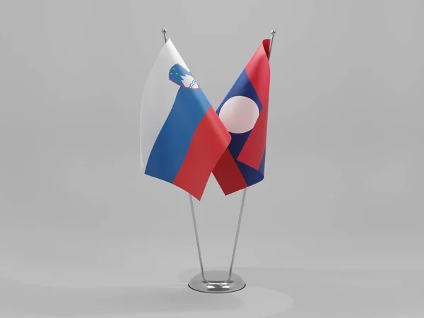 Laos Slovenia Cooperation Flags White Background Render — стокове фото