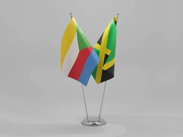 Τζαμάικα Κομόρες Σημαίες Συνεργασίας Λευκό Φόντο Render — Φωτογραφία Αρχείου