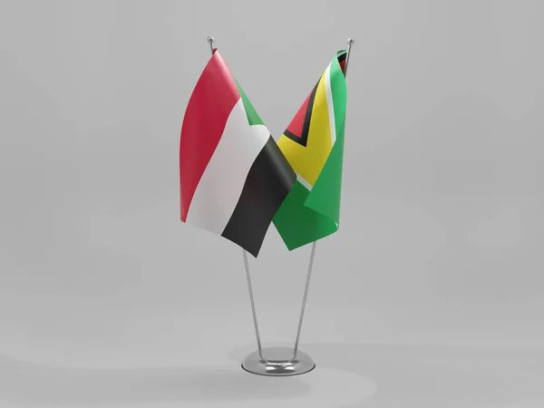 Guyana Súdánské Vlajky Spolupráce Bílé Pozadí Vykreslování — Stock fotografie