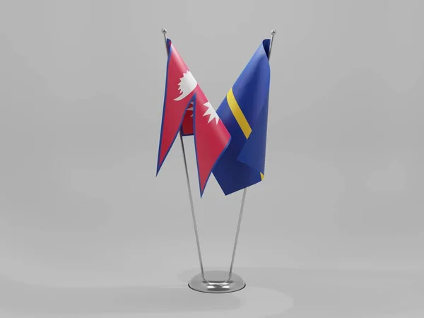Nauru Nepal Flagi Współpracy Białe Tło Render — Zdjęcie stockowe