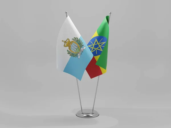 에티오피아 San Marino Cooperation Flags White Background Render — 스톡 사진