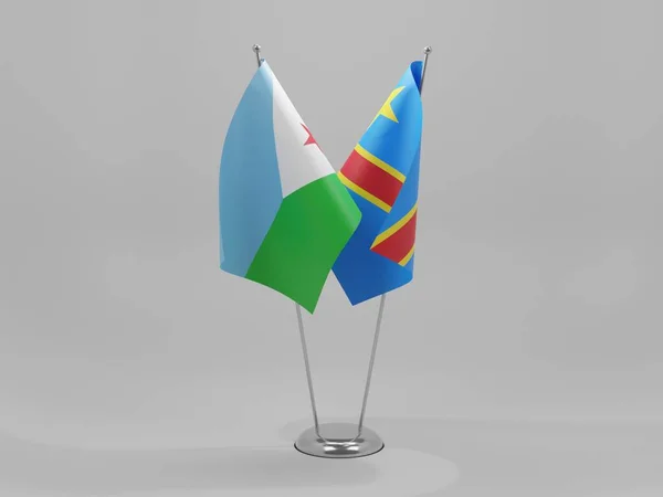 Congo Democratic Republic Djibouti Cooperation Flags White Background Render — Stock Photo, Image